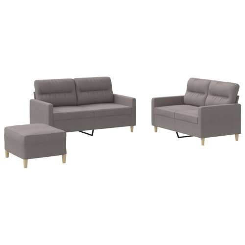 3-dijelni set sofa s jastucima smeđesivi od tkanine - Sivo-smeđa s jastučićima i tabureom Cijena