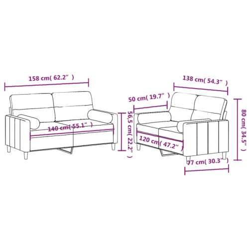 2-dijelni set sofa s jastucima crni od tkanine - Crna s jastučićima Cijena