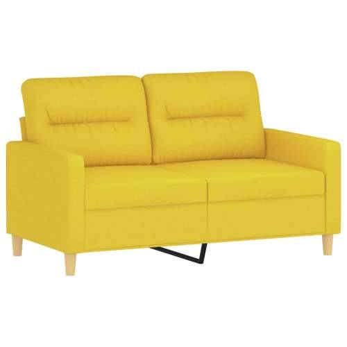 3-dijelni set sofa s jastucima svjetložuti od tkanine - Svjetložuta s jastučićima i tabureom Cijena