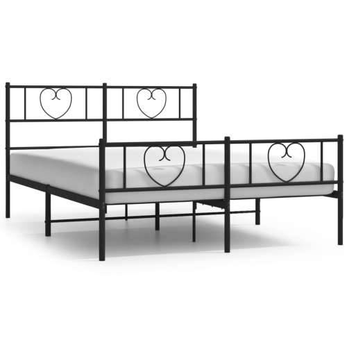 Metalni okvir kreveta uzglavlje i podnožje crni 160x200 cm - Crna 160 x 200 cm s uzglavljem i podnožjem Cijena