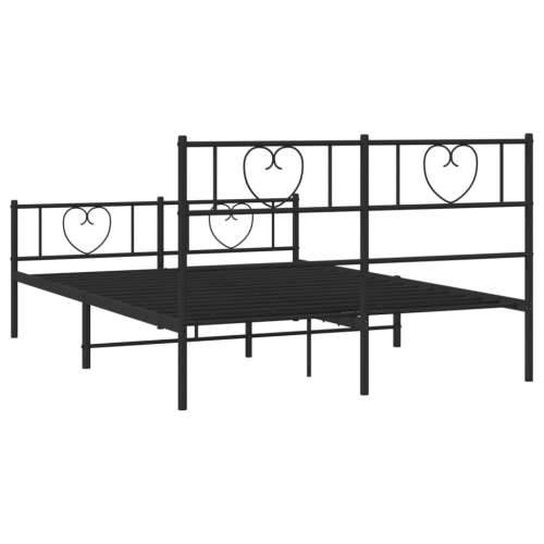 Metalni okvir kreveta uzglavlje i podnožje crni 160x200 cm - Crna 160 x 200 cm s uzglavljem i podnožjem Cijena