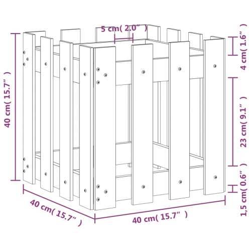 Vrtna sadilica s izgledom ograde 40x40x40 cm masivna borovina Prirodna boja bora 40 x 40 x 40 cm 1 Cijena