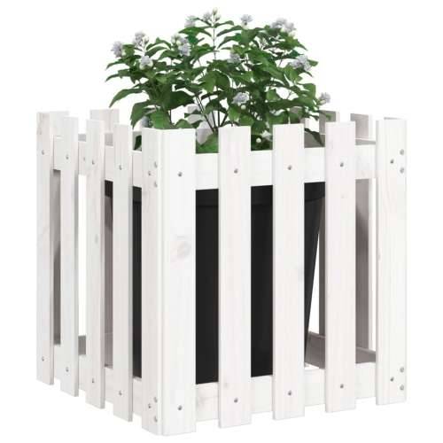 Vrtna sadilica s izgledom ograde bijela 50x50x50 cm od borovine - Bijela boja bora 50 x 50 x 50 cm 1 Cijena