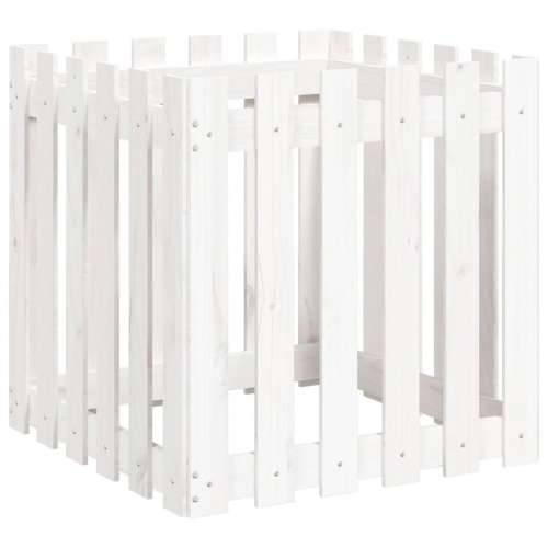 Vrtna sadilica s izgledom ograde bijela 60x60x60 cm od borovine - Bijela boja bora 60 x 60 x 60 cm 1 Cijena