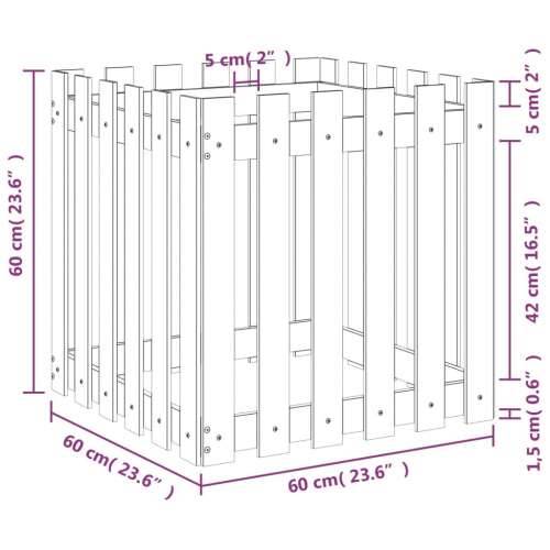 Vrtna sadilica s izgledom ograde bijela 60x60x60 cm od borovine - Bijela boja bora 60 x 60 x 60 cm 1 Cijena