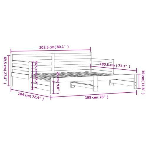 Dnevni krevet na razvlačenje 90 x 200 cm od masivne borovine - Prirodna 90 x 200 cm Cijena