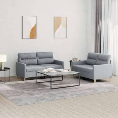 2-dijelni set sofa s jastucima svjetlosivi od tkanine - Svjetlosiva s jastučićima Cijena