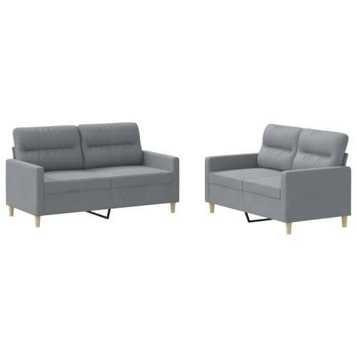 2-dijelni set sofa s jastucima svjetlosivi od tkanine - Svjetlosiva s jastučićima Cijena