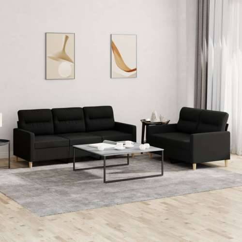 2-dijelni set sofa s jastucima crni od tkanine - Crna s jastučićima Cijena