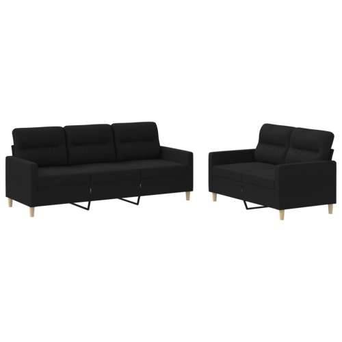 2-dijelni set sofa s jastucima crni od tkanine - Crna s jastučićima Cijena