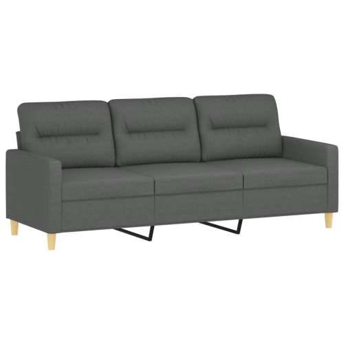 3-dijelni set sofa s jastucima tamnosivi od tkanine - Tamno siva s jastucima i tabureom Cijena