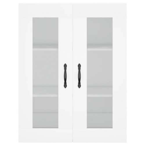 Visoka komoda bijela 69,5x34x180 cm konstruirano drvo - Bijela 1 1 staklena vrata 3 ladice Cijena