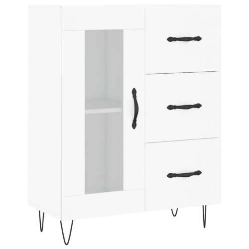 Visoka komoda bijela 69,5x34x180 cm konstruirano drvo - Bijela 1 1 staklena vrata 3 ladice Cijena