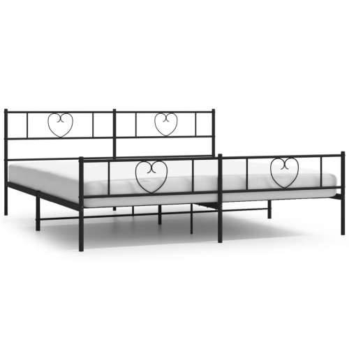 Metalni okvir krevet bez madraca s podnožjem crni 180x200 cm - Crna 180 x 200 cm s uzglavljem i podnožjem Cijena