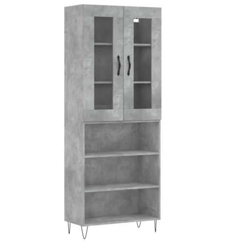 Visoka komoda siva betona 69,5x34x180 cm od konstruiranog drva - Beton siva 1 3 police Cijena