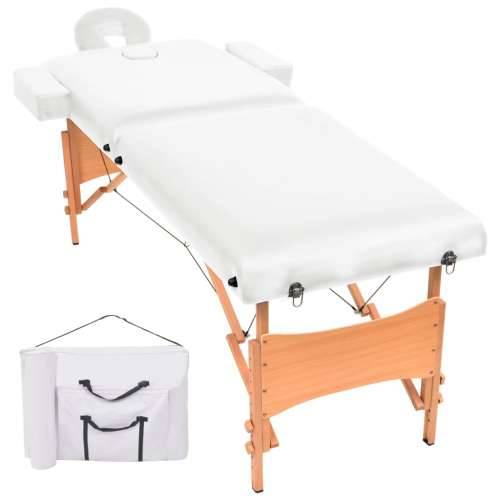 Sklopivi stol za masažu s 2 zone debljina 10 cm bijeli