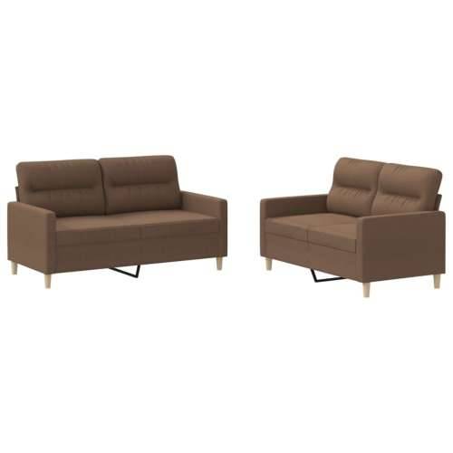 2-dijelni set sofa s jastucima smeđi od tkanine Smeđa s jastučićima Cijena