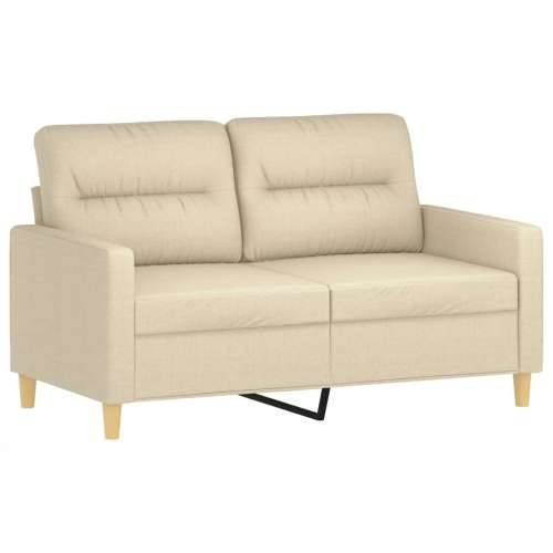 3-dijelni set sofa s jastucima krem od tkanine - Krema s jastučićima i tabureom Cijena
