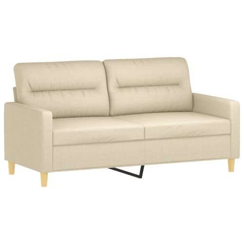 3-dijelni set sofa s jastucima krem od tkanine - Krema s jastučićima i tabureom Cijena