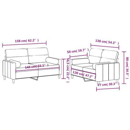 2-dijelni set sofa s jastucima crvena boja vina od tkanine - boja crnog vina s jastučićima Cijena