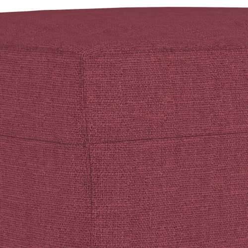 3-dijelni set sofa s jastucima crvena boja vina od tkanine - boja crnog vina s jastučićima i tabureom Cijena