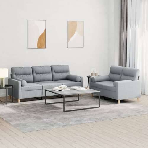 2-dijelni set sofa s jastucima svjetlosivi od tkanine - Svjetlosiva s jastučićima Cijena