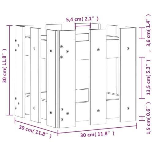 Vrtna sadilica s izgledom ograde 30x30x30 cm masivna borovina - Prirodna boja bora 30 x 30 x 30 cm 1 Cijena