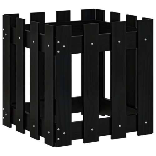 Vrtna sadilica s izgledom ograde crna 40x40x40 cm od borovine - Crna boja bora 40 x 40 x 40 cm 1 Cijena