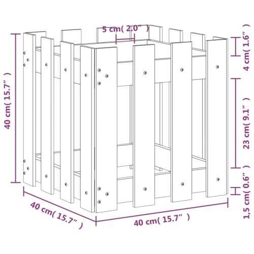 Vrtna sadilica s izgledom ograde crna 40x40x40 cm od borovine - Crna boja bora 40 x 40 x 40 cm 1 Cijena