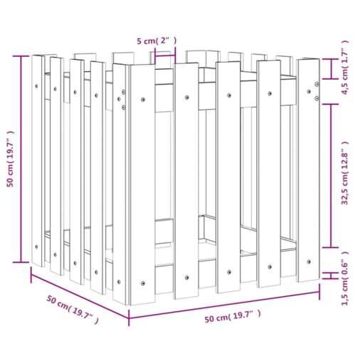 Vrtna sadilica s izgledom ograde 50x50x50 cm od borovine - Prirodno impregnirano 50 x 50 x 50 cm 1 Cijena