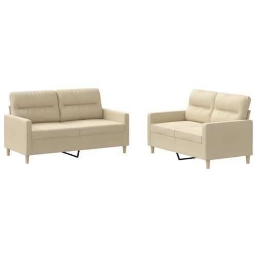 2-dijelni set sofa s jastucima krem od tkanine - Krema s jastučićima Cijena