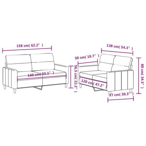 2-dijelni set sofa s jastucima krem od tkanine - Krema s jastučićima Cijena