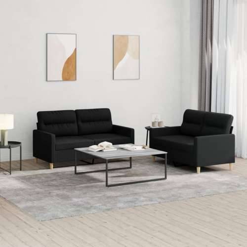 2-dijelni set sofa s jastucima crni od tkanine - Crna s jastučićima Cijena