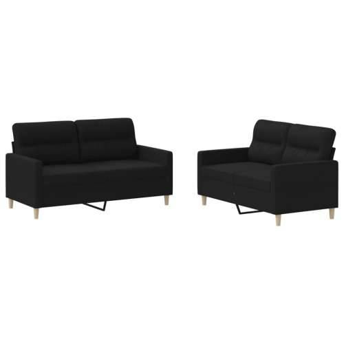 2-dijelni set sofa s jastucima crni od tkanine - Crna s jastučićima Cijena