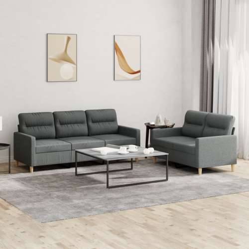 2-dijelni set sofa s jastucima tamnosivi od tkanine - Tamno siva s jastučićima Cijena