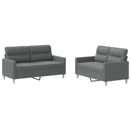 2-dijelni set sofa s jastucima tamnosivi od tkanine - Tamno siva s jastučićima Cijena