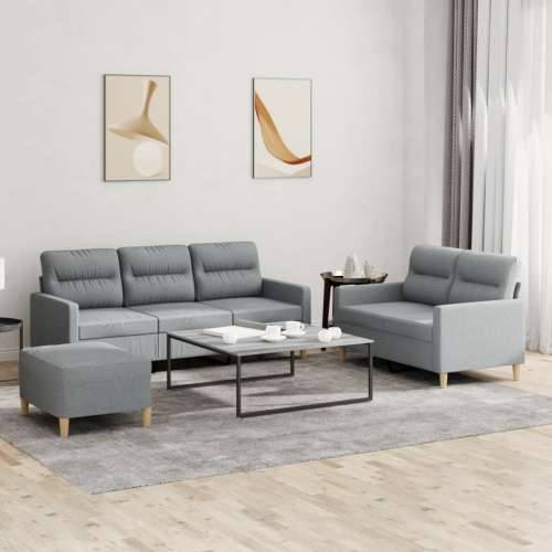 3-dijelni set sofa s jastucima svjetlosivi od tkanine - Svjetlosiva s jastučićima i tabureom Cijena