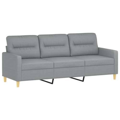 3-dijelni set sofa s jastucima svjetlosivi od tkanine - Svjetlosiva s jastučićima i tabureom Cijena