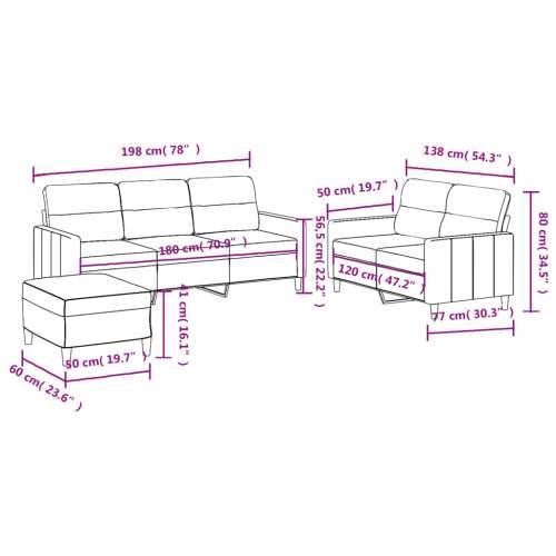3-dijelni set sofa s jastucima svjetlosivi od tkanine - Svjetlosiva s jastučićima i tabureom Cijena