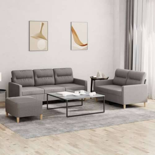 3-dijelni set sofa s jastucima smeđesivi od tkanine - Sivo-smeđa s jastučićima i tabureom Cijena