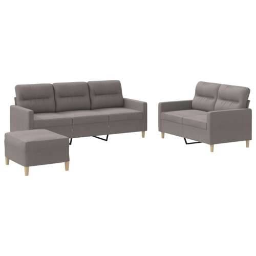 3-dijelni set sofa s jastucima smeđesivi od tkanine - Sivo-smeđa s jastučićima i tabureom Cijena