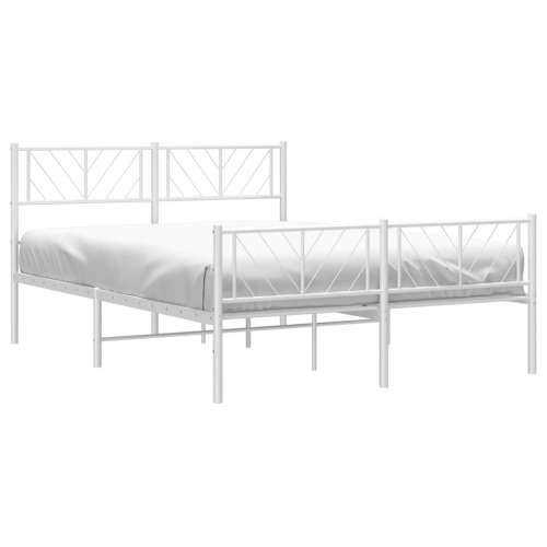 Metalni okvir kreveta uzglavlje i podnožje bijeli 135 x 190 cm - Bijela 135 x 190 cm s uzglavljem i podnožjem Cijena