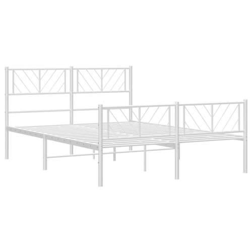 Metalni okvir kreveta uzglavlje i podnožje bijeli 135 x 190 cm - Bijela 135 x 190 cm s uzglavljem i podnožjem Cijena