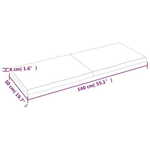 Stolna ploča 140 x 50 x (2-4) cm od hrastovine sa živim rubom - Prirodna 140 x 50 x 4 cm 1 Cijena