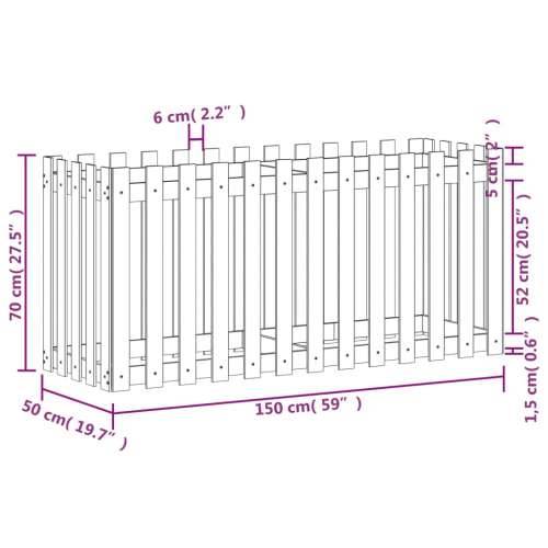 Povišena gredica - Vrtna gredica bijela 150x50x50 cm masivna borovina - Bijela boja bora 150 x 50 x 70 cm 1 Cijena