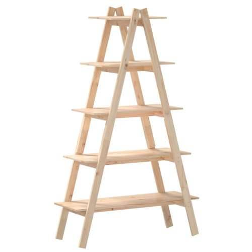 Polica s 5 razina u A-obliku 110x40x180,5 cm masivna borovina - Prirodna 1 Cijena