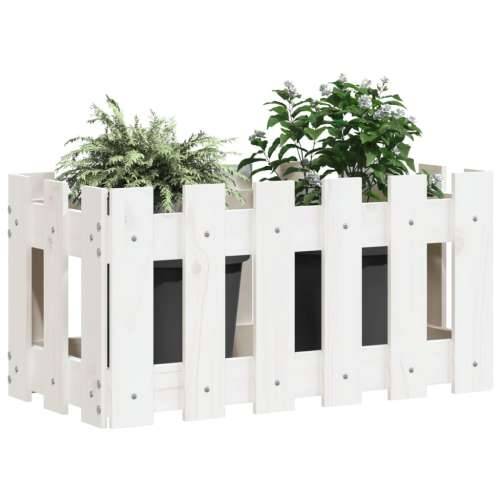 Vrtna sadilica s izgledom ograde bijela 60x30x30 cm od borovine - Bijela boja bora 60 x 30 x 30 cm 1 Cijena