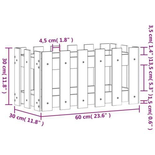 Vrtna sadilica s izgledom ograde bijela 60x30x30 cm od borovine - Bijela boja bora 60 x 30 x 30 cm 1 Cijena