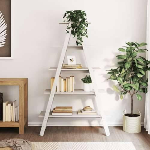 Polica s 5 razina u A-obliku 110x40x180,5 cm masivna borovina - Bijela 1 Cijena
