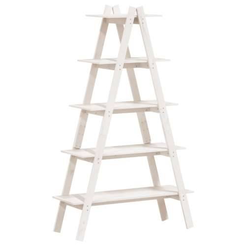 Polica s 5 razina u A-obliku 110x40x180,5 cm masivna borovina - Bijela 1 Cijena